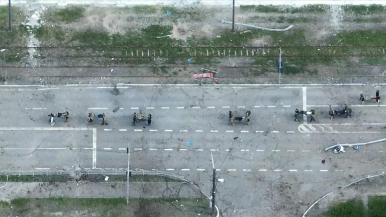 Drone footage released on Tuesday, May 17, showed military personnel leaving the Azovstal steel plant in Mariupol, according to an official from the Donetsk People’s Republic (DNR), one of the Kremlin’s two proxy governments in east Ukraine