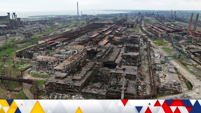 A view shows destroyed facilities of Azovstal Iron and Steel Works during Ukraine-Russia conflict in the southern port city of Mariupol, Ukraine May 22, 2022. Picture taken with a drone. REUTERS/Pavel Klimov     TPX IMAGES OF THE DAY     
