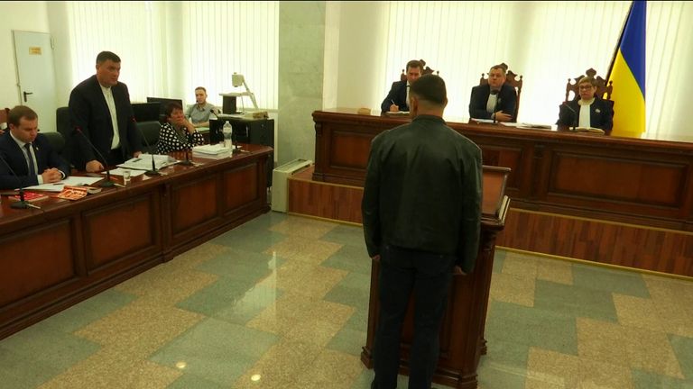 War crimes court hearing in Kyiv, Ukraine.