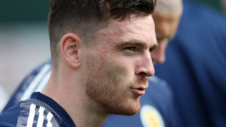 Soccer Football - FIFA World Cup - UEFA Qualifiers - Scotland Training - Oriam, Edinburgh, Scotland, Britain - May 31, 2022 Scotland&#39;s Andrew Robertson during training REUTERS/Russell Cheyne
