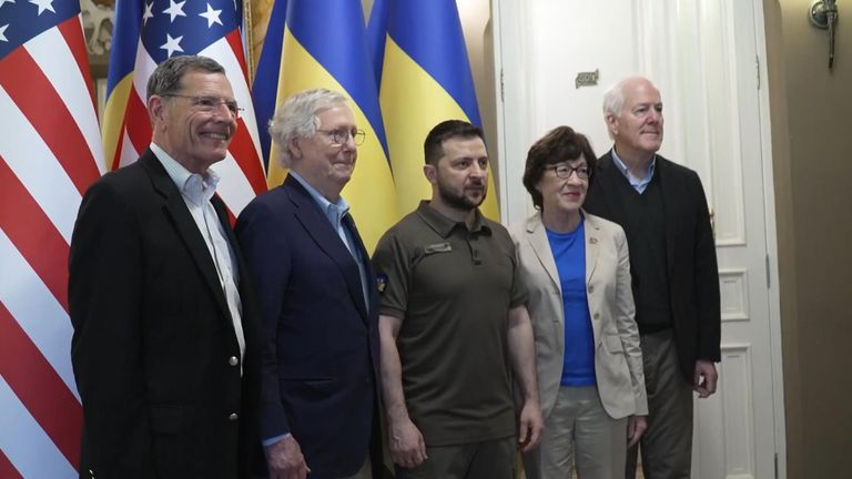 Ukraine war: President Zelenskyy meets US Senators in Kyiv