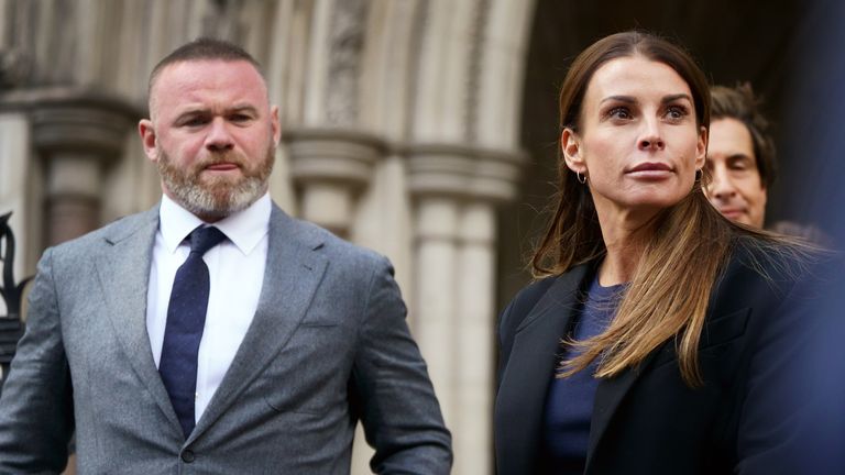 Wayne and Coleen Rooney leave the Royal Courts Of Justice, London, as the high-profile libel battle between Rebekah Vardy and Coleen Rooney finally goes to trial. Picture date: Tuesday May 10, 2022.
