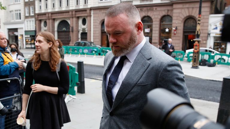 Derby County manager Wayne Rooney arrives at the Royal Courts of Justice in London, Britain, May 10, 2022. REUTERS/Peter Nicholls
