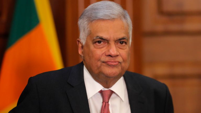 Sri Lankan Prime Minister Ranil Wickremesinghe attends a meeting with media representatives and civil society members at his office in Colombo, Sri Lanka, Wednesday, Oct. 30, 2019. (AP Photo/Eranga Jayawardena)