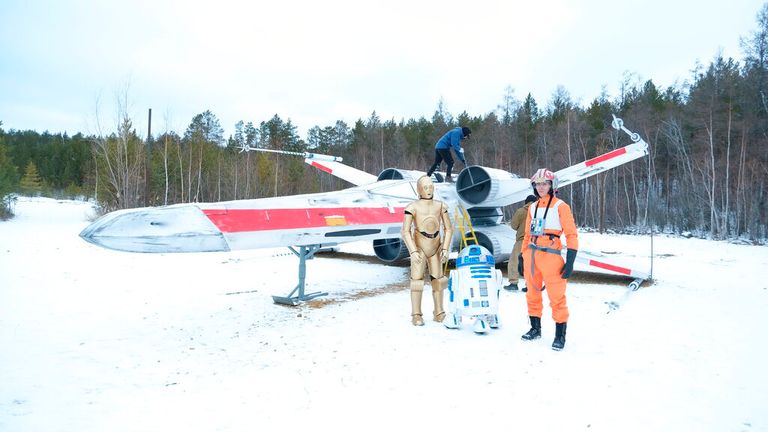 The X-wing (pictured here in a fan-built replica) is one of Star Wars&#39; most famous aircraft. Pic: AP