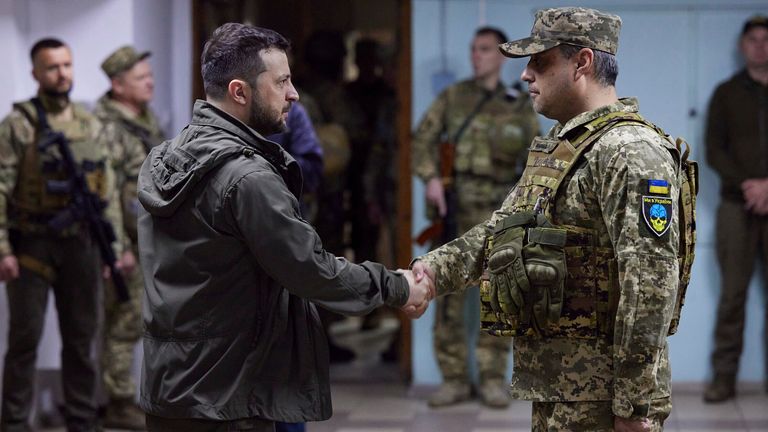 Ukrainian President Volodymyr Zelenskyy has visited troops on the frontline in the northeastern region of Kharkiv in his first official appearance outside of Kyiv since the start of Russia&#39;s invasion.