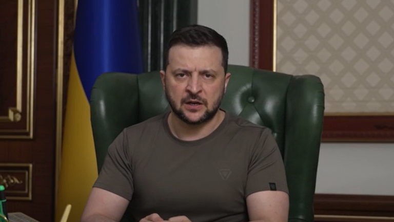 In his video address Zelenskyy said the enemy had &#34;destroyed the town&#39;s critical infrastructure and damaged 90% of buildings.&#34;