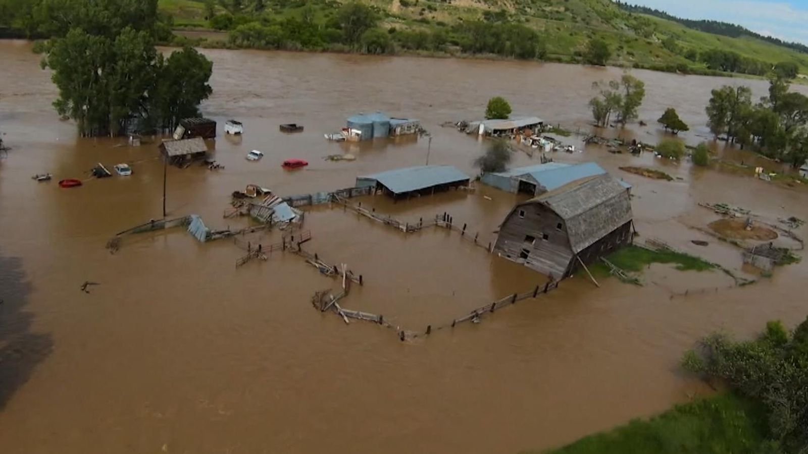 Parts of Montana and Yellowstone Park are submerged by flooding