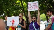 Protesters against an abortion ban in the city of Bowling Green, Kentucky. Pic: AP