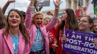 Anti-abortion campaigners celebrate Supreme Court&#39;s decision to overturn Roe v Wade
