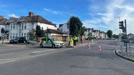 A police cordon at te scene in Cranbrook Road, Ilford, where a murder investigation is under way following the death of a 36-year-old woman who died this morning after suffering serious head injuries in an assault. Picture date: Sunday June 26, 2022.