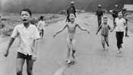 FILE - In this June 8, 1972 file photo, South Vietnamese forces follow after terrified children, including 9-year-old Kim Phuc, center, as they run down Route 1 near Trang Bang after an aerial napalm attack on suspected Viet Cong hiding places. A South Vietnamese plane accidentally dropped its flaming napalm on South Vietnamese troops and civilians. The terrified girl had ripped off her burning clothes while fleeing. The children from left to right are: Phan Thanh Tam, younger brother of Kim Phuc, who lost an eye, Phan Thanh Phouc, youngest brother of Kim Phuc, Kim Phuc, and Kim&#39;s cousins Ho Van Bon, and Ho Thi Ting. Behind them are soldiers of the Vietnam Army 25th Division. (AP Photo/Nick Ut, File)