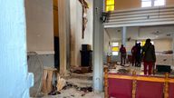 St Francis Catholic Church following explosion. Pic: Rahaman A Yusuf/AP