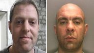 Shawn Dibble, 44, and Carl Perry, 37, absconded from the open prison on Sunday evening. Pic: Avon and Somerset Police
