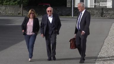 Blatter and Platini arrive at court for FIFA fraud trial