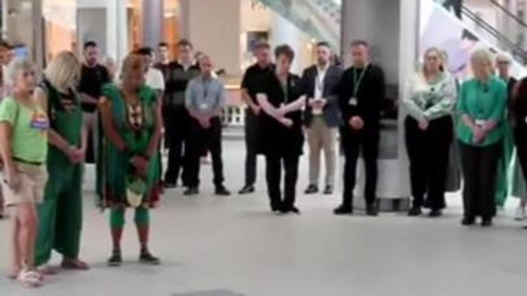 Bereaved loved ones led the moment&#39;s silence at Westfield shopping centre.