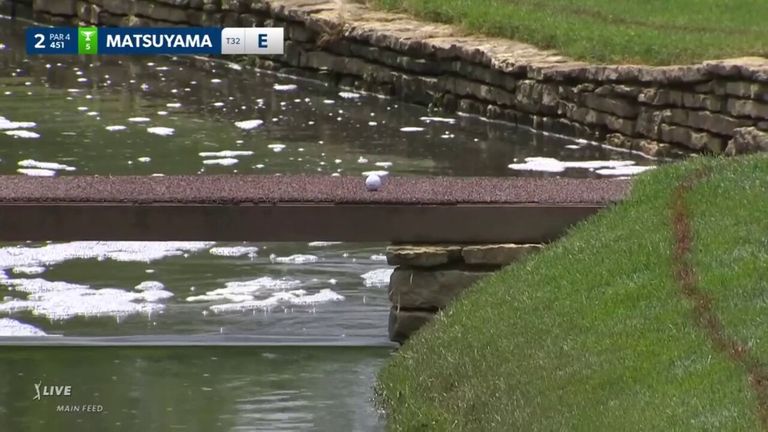 Saved by the bridge! Hideki Matsuyama incredibly avoids water
