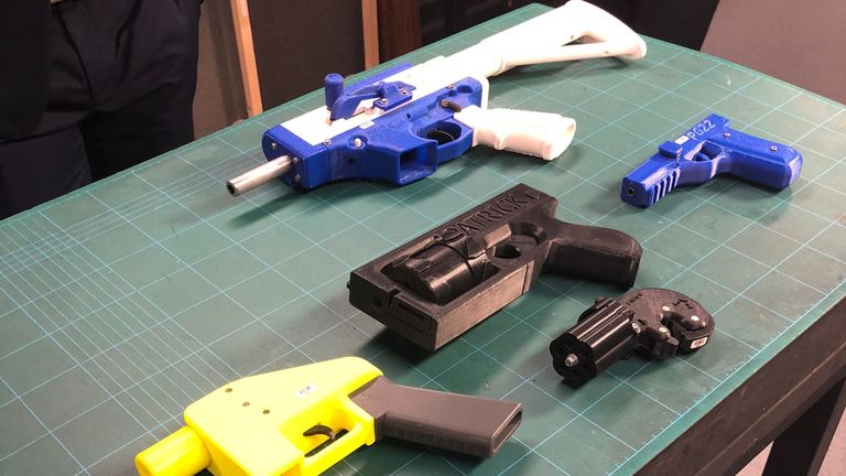 3D printed guns made by the Met Police as part of their research into the evolving firearms