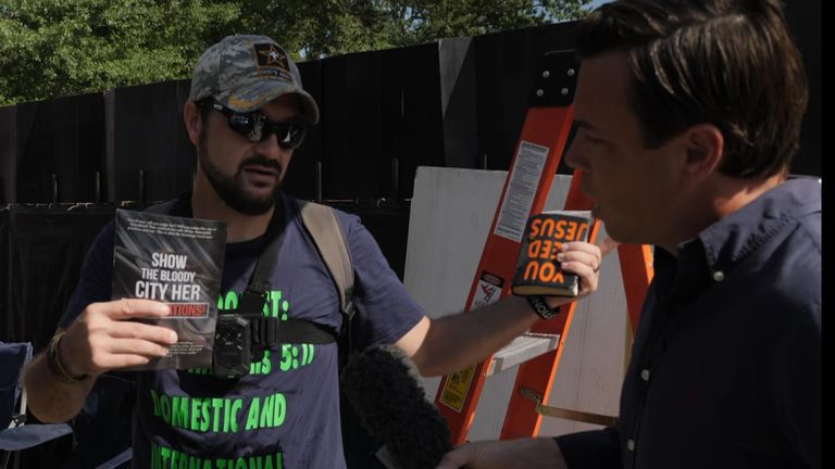 US correspondent Mark Stone spoke to a protester outside an abortion clinic in Jackson, Mississippi, after the Roe v Wade ruling.