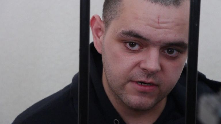 Aiden Aslin, 28, was sentenced to death during a trial in the Russian-backed Donetsk People's Republic.  Mr. Aslin was fighting in the Ukrainian army and surrendered in Mariupol.  Photo: AP