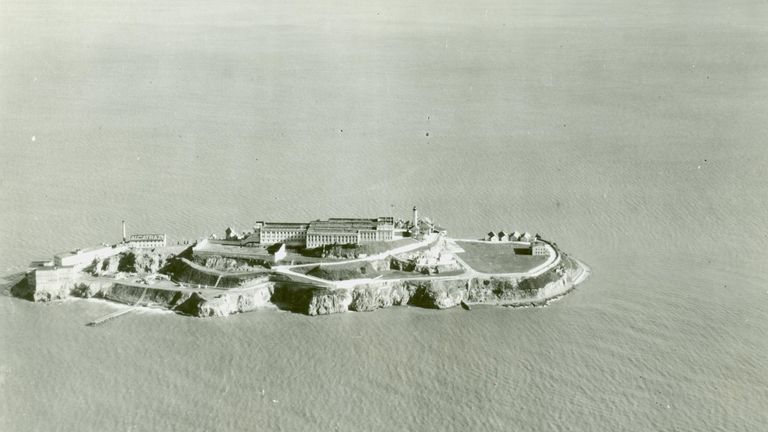 Aerial view of Alcatraz Island in January 1932. The island was used as a maximum-security federal prison from 1934 to 1963. Pic: FBI 