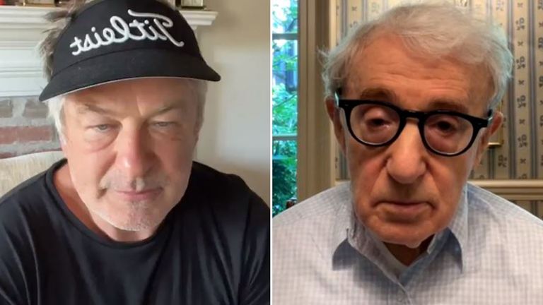 Alec Baldwin interviewed Woody Allen on Instagram Live. Pic: @alecbaldwininsta/@woodyallenofficial