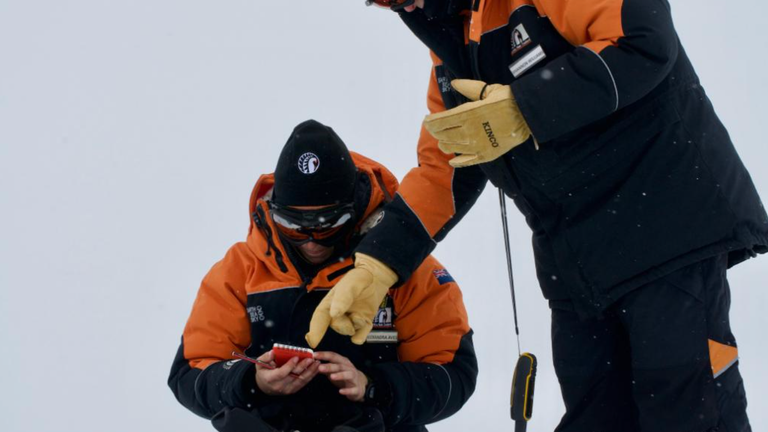 The snow samples were taken in Antarctica in 2019. Pic: Bella Zeldis