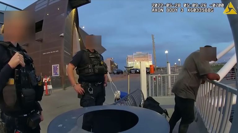 Police body cam footage shows the police officers talking to Sean Bickings before he gets into Tempe Town Lake