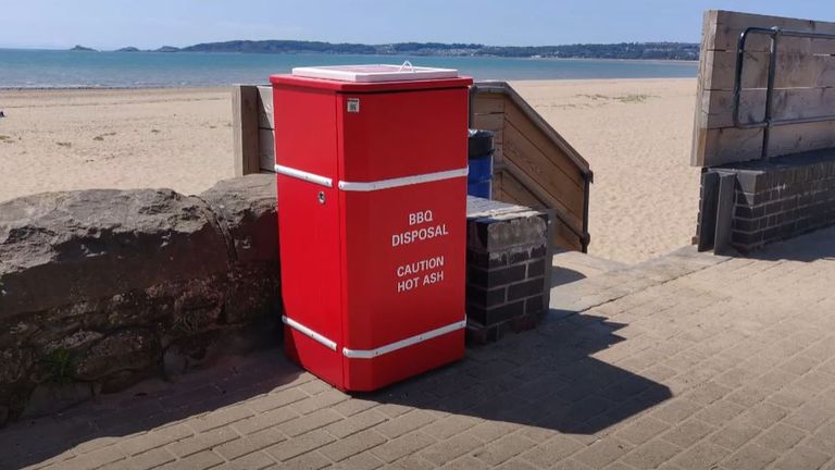 Special bins are provided for BBQ disposal. Pic: Swansea Council