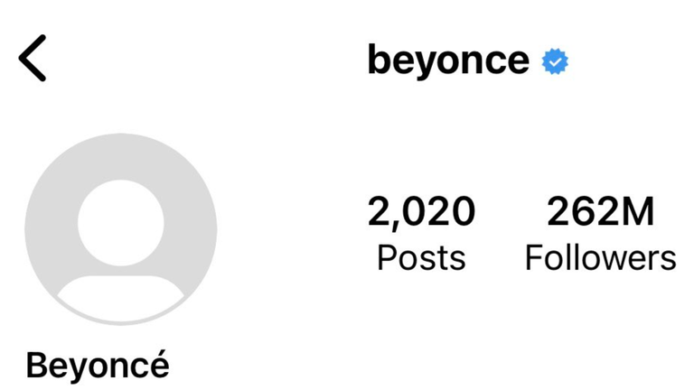 Beyonce's Instagram account is currently missing a profile picture