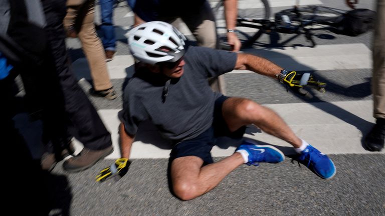 Joe Biden falls during a bike ride in Delaware
