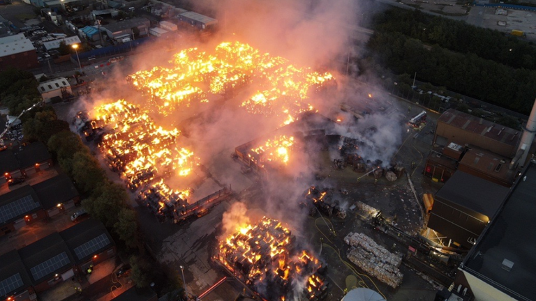 West Midlands Fire Service pictures of warehouse fire in Mount Street, Nechells, Birmingham.  
 