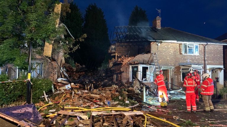 A mid-terraced property has been destroyed after a "massive explosion" in the Kingstanding area of Birmingham. Pic: West Midlands Fire Service 
