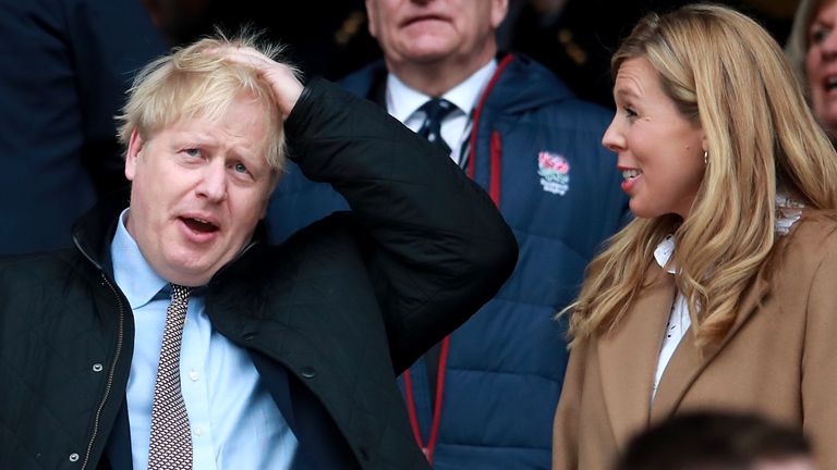 Prime Minister Boris Johnson and partner Carrie Symonds were photographed together at an England rugby match in early March, for the first time after they announced she was pregnant