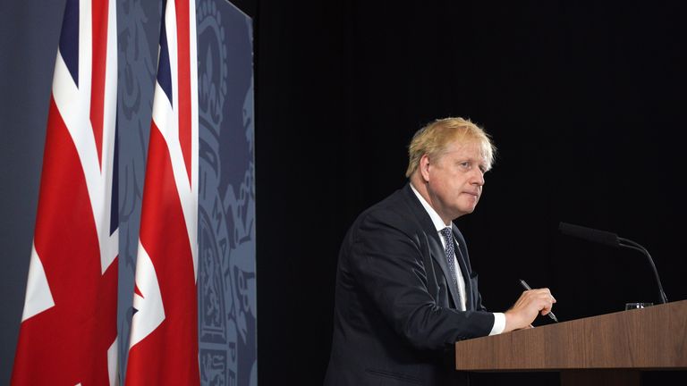 Prime Minister Boris Johnson during his speech at Blackpool and The Fylde College in Blackpool, Lancashire where he announced new measures to potentially help millions onto the property ladder. Picture date: Thursday June 9, 2022.
