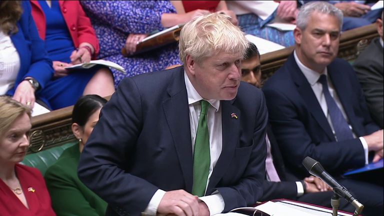 Boris Johnson answers MPs questions in the House of Commons