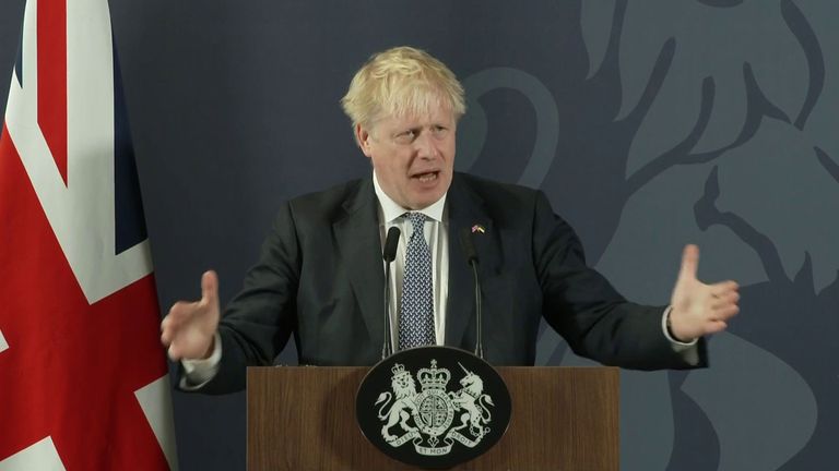 Prime Minister Boris Johnson speaks in Blackpool