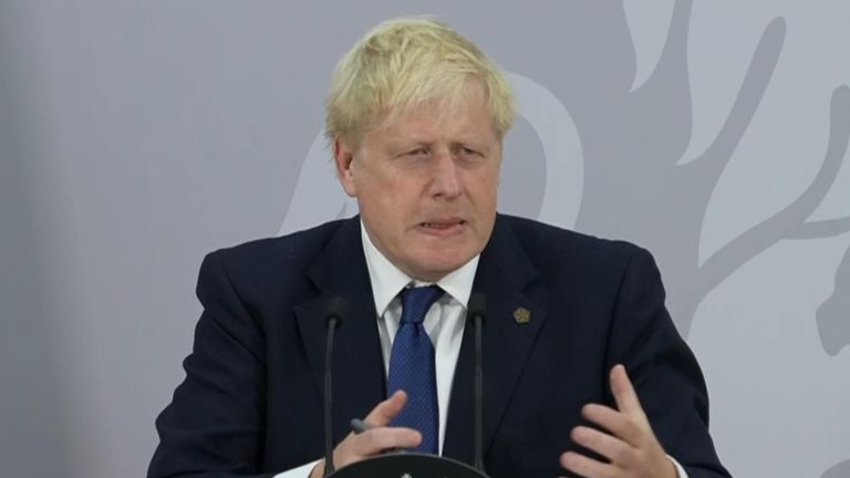 Beth Rigby asks Prime Minister Boris Johnson about Oliver Dowden&#39;s resignation.