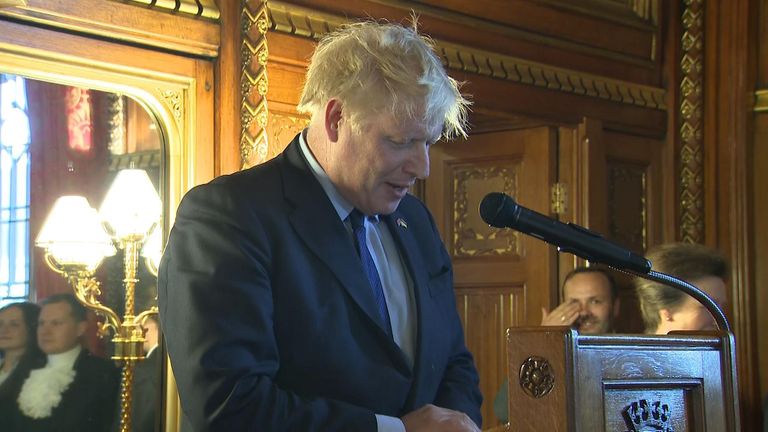 Boris Johnson suggested he may be able to visit the Falklands &#39;now things are a bit quieter in Westminster&#39; at an event to commemorate the 40th anniversary of the Falkland Islands conflict.