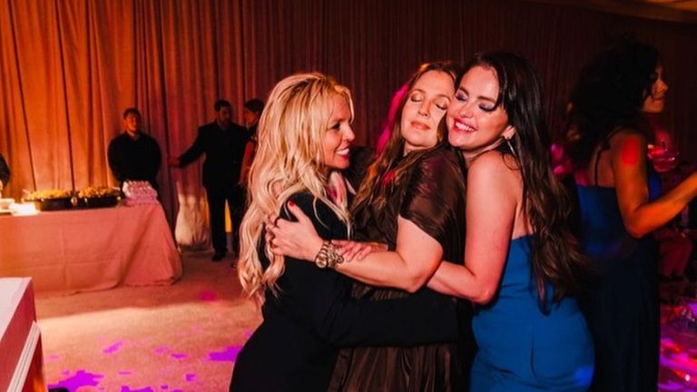 Britney Spears with Drew Barrymore and Selena Gomez. Pic: Britney Spears/Instagram