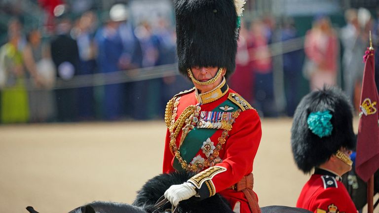 Prince Charles during Trooping The Colour. Pic: AP