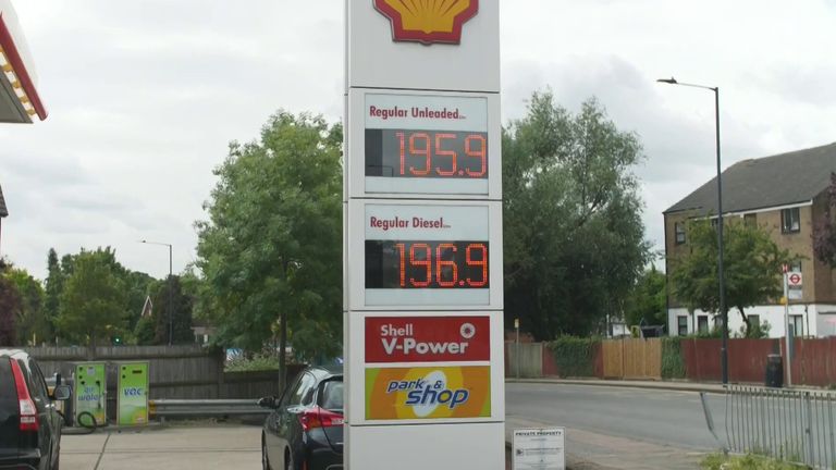 Petrol station showing high cost of petrol