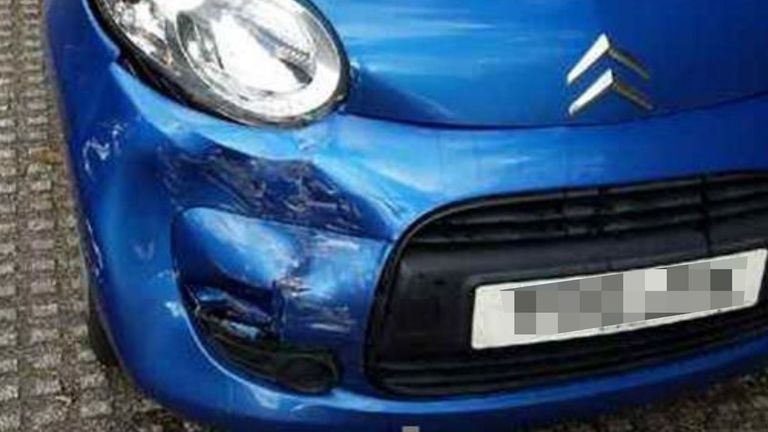 This vehicle was damaged in a &#39;crash for cash&#39; scam in the West Midlands. Pic: LV=
