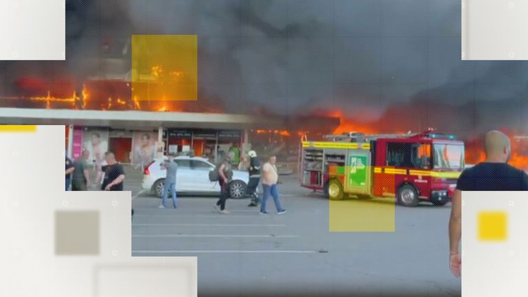CCTV footage shows the moment a missile hit the shopping centre in Kremenchuk.