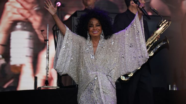 Soul singer Diana Ross fills the Sunday teatime legends slot on the Pyramid Stage during the Glastonbury Festival at Worthy Farm in Somerset. Picture date: Sunday June 26, 2022.

