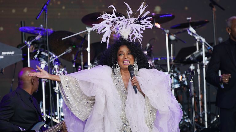 Soul singer Diana Ross fills the Sunday teatime legends slot on the Pyramid Stage during the Glastonbury Festival at Worthy Farm in Somerset. Picture date: Sunday June 26, 2022.

