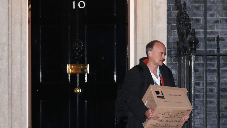 Dominic Cummings was pictured leaving 10 Downing Street with a box, following reports that he had quit