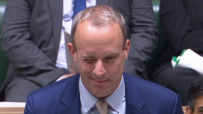 Dominic Raab says infamous PMQs wink was not at Angela Rayner