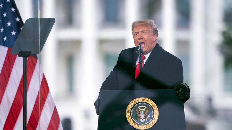 FILE - President Donald Trump speaks at a rally in Washington, Jan. 12, protesting the Electoral College certification of Joe Biden's presidency.  6, 2021. House committee investigating January.  6 Uprising has interviewed nearly 1,000 people. But the nine-member panel has yet to speak to two of the day's event's most prominent attendees -- former President Donald Trump and former Vice President Mike Pence. (AP Photo/Evan Vucci, File) Image: AP