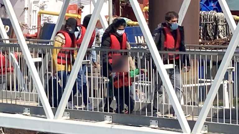 BEST QUALITY AVAILABLE A group of people thought to be migrants are brought in to Dover, Kent, following a small boat incident in the Channel. Picture date: Wednesday June 15, 2022.

